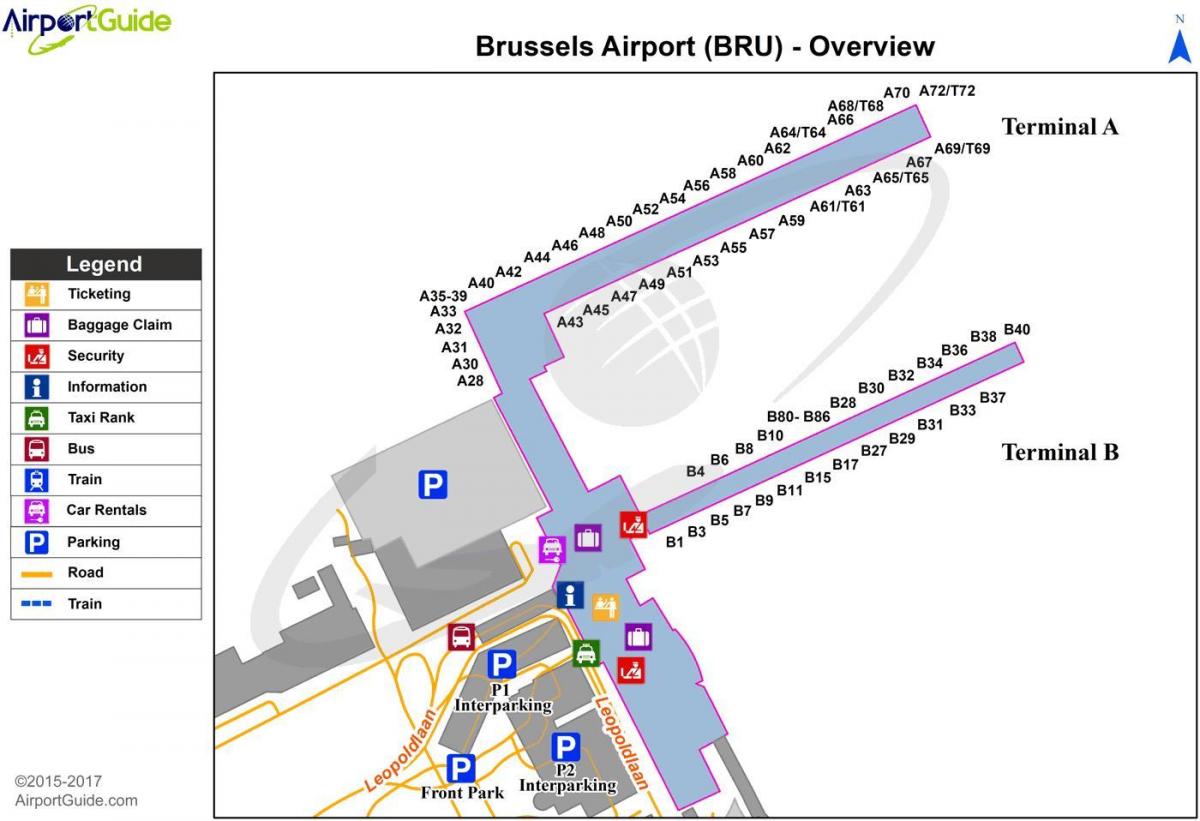 карта Брюсселя ворота аэропорт