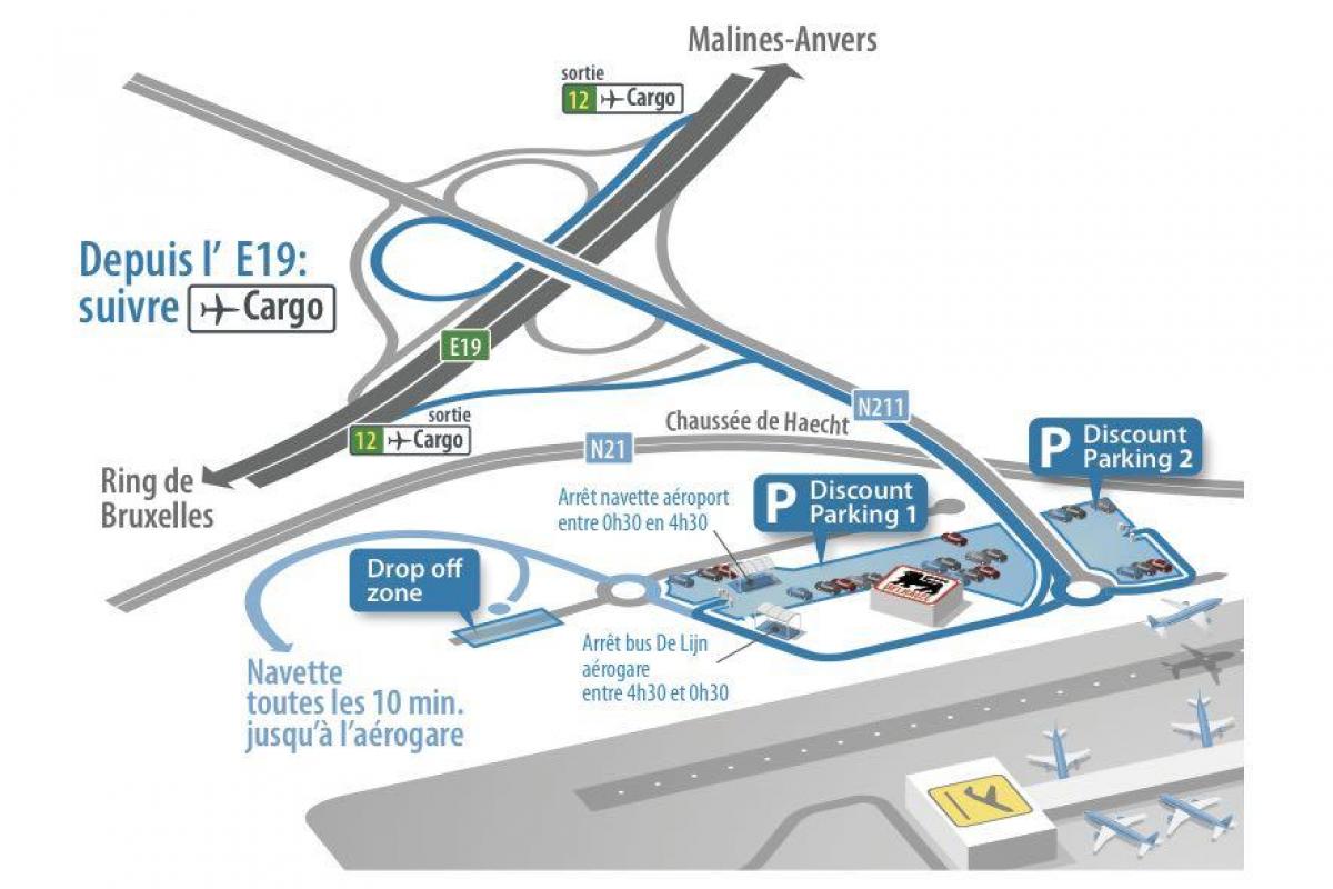 карта парковок аэропорта Брюсселя