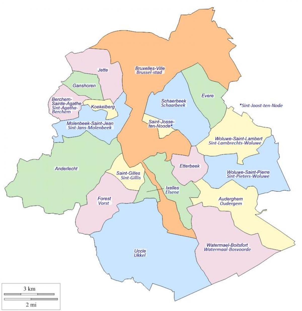 Брюссель муниципалитетов карте