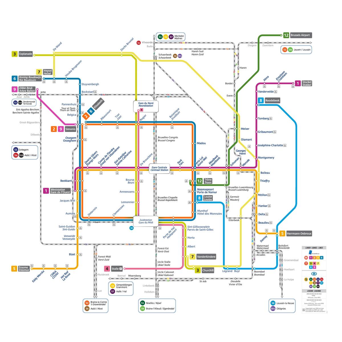 PDF-карты Брюсселя поезд
