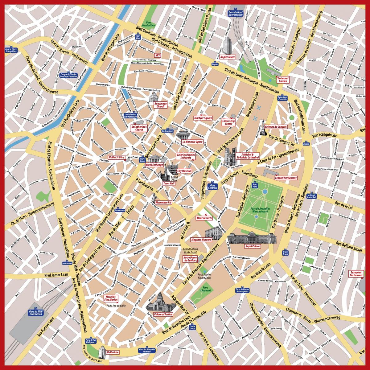 карта центр города Брюссель Гран-плас