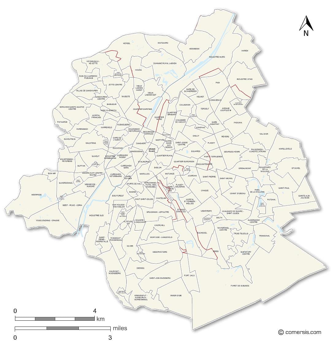 Окрестности Брюсселя карте