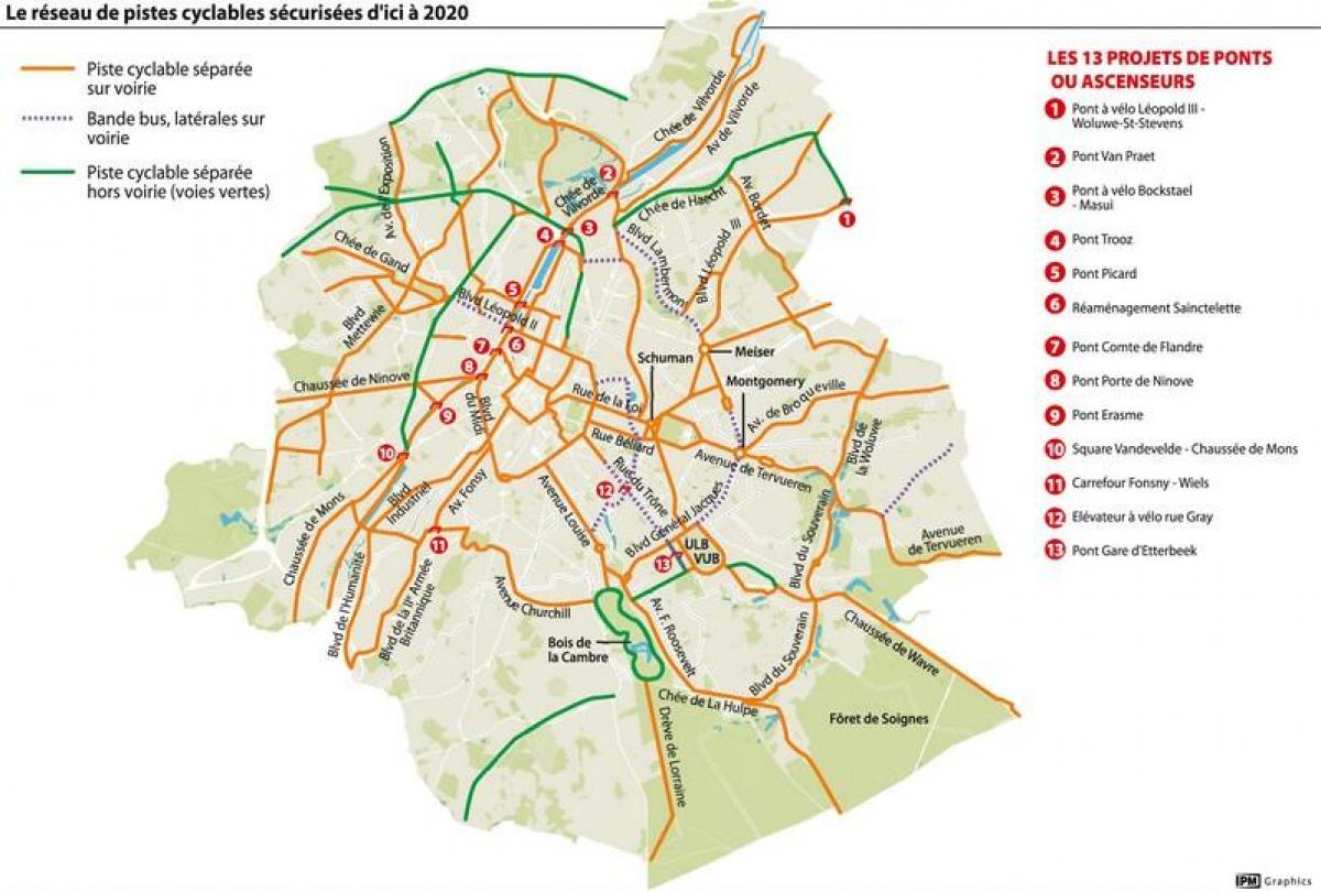Брюссель велосипеда карте