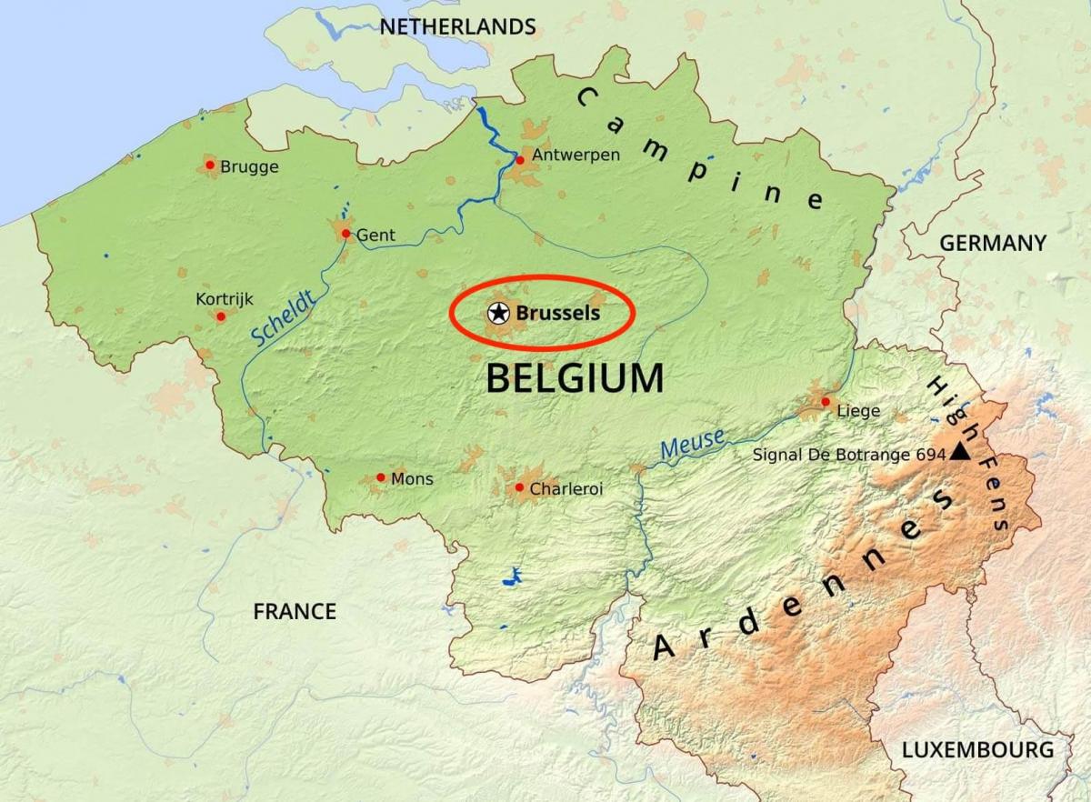 Брюссель географической карте