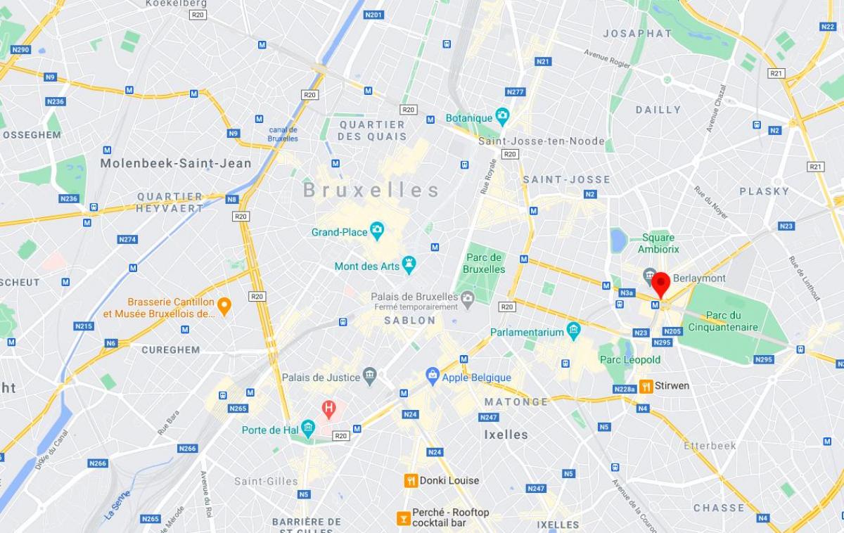 карта места Шумана в Брюсселе