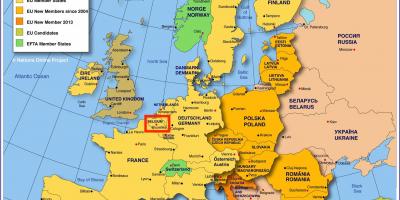 На карте Европы Брюссель